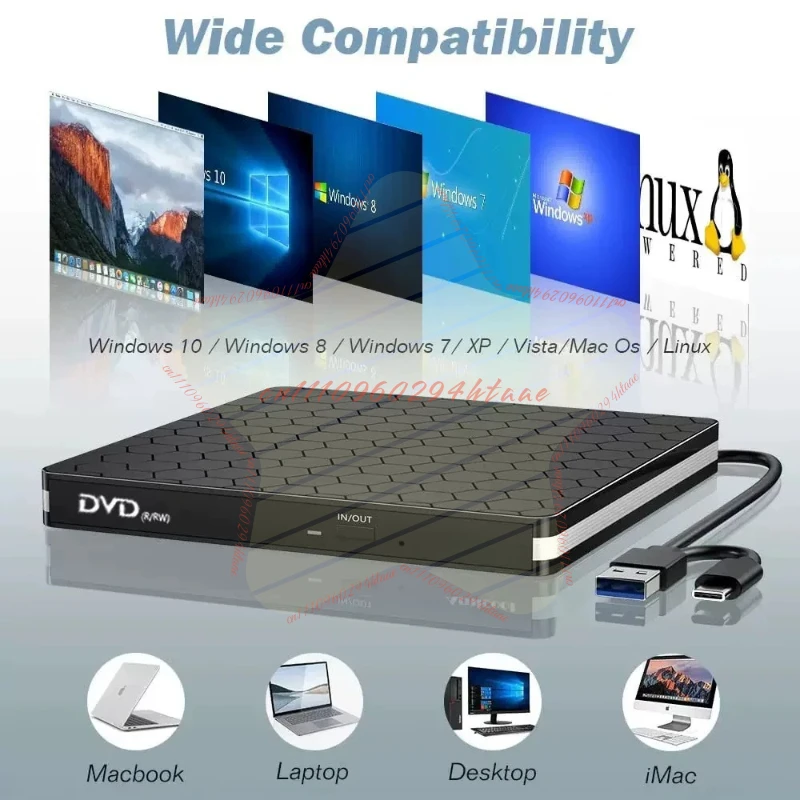 External Blu-ray Burner Optical Drive USB3.0 Computer Universal Support 4K High-speed Burning in The Whole Area