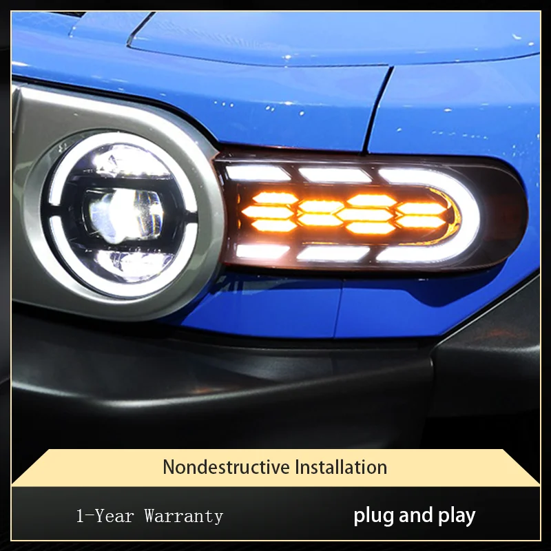 Car Styling For Toyota 2007-2020 FJ Cruiser Front Lamp DRL Headlight Dynamic Turn Signal LED Projector Lens Auto Accessories