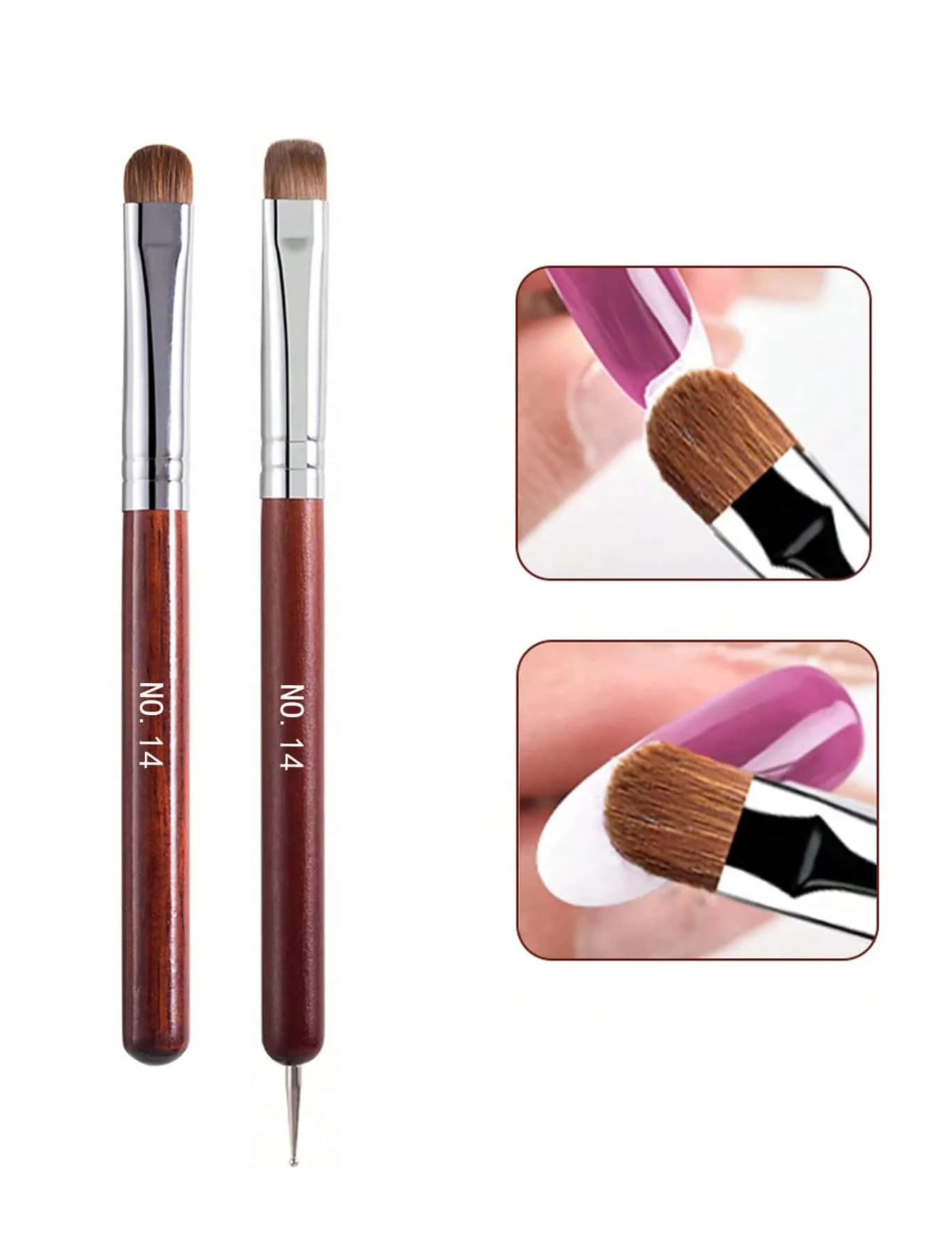 

1pc French Nail Art Brush, Acrylic Nails Extension Builder Pen for UV Gel Drawing & Painting. Manicure Tool, Size 14. Essential for Nail Art & Salon.