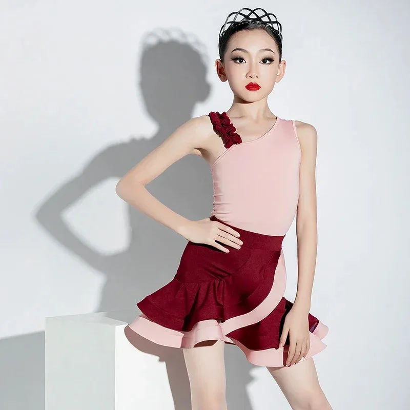 2025 22 nueva ropa de baile latino Samba Rumba Tango vestidos de Salsa Cha para niñas costo de actuación de baile de salón