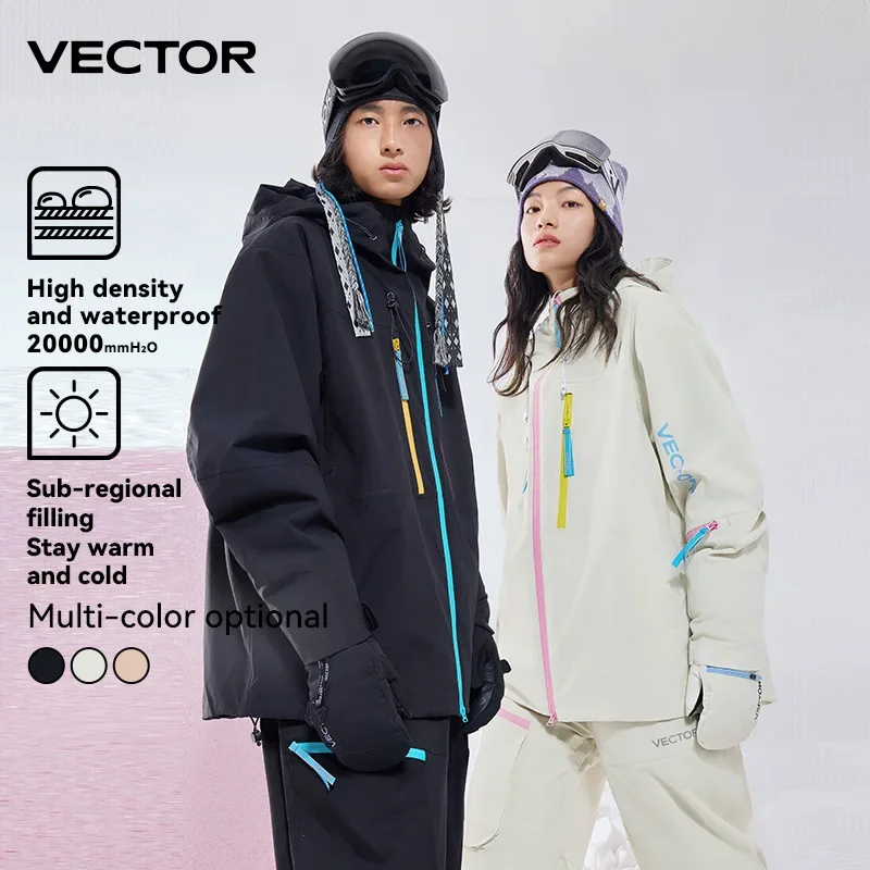 VECTOR atasan Ski kontras katun pria dan wanita, papan ganda Ski Snowboard hangat tahan air dan tahan lama, papan luar ruangan