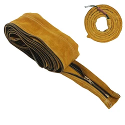 TIG Mig Cowhide Leather Welding Torch Width Cable Hose Cover Yellow TIG Torch Lead Hose 3.5m/7m Length 10cm Width