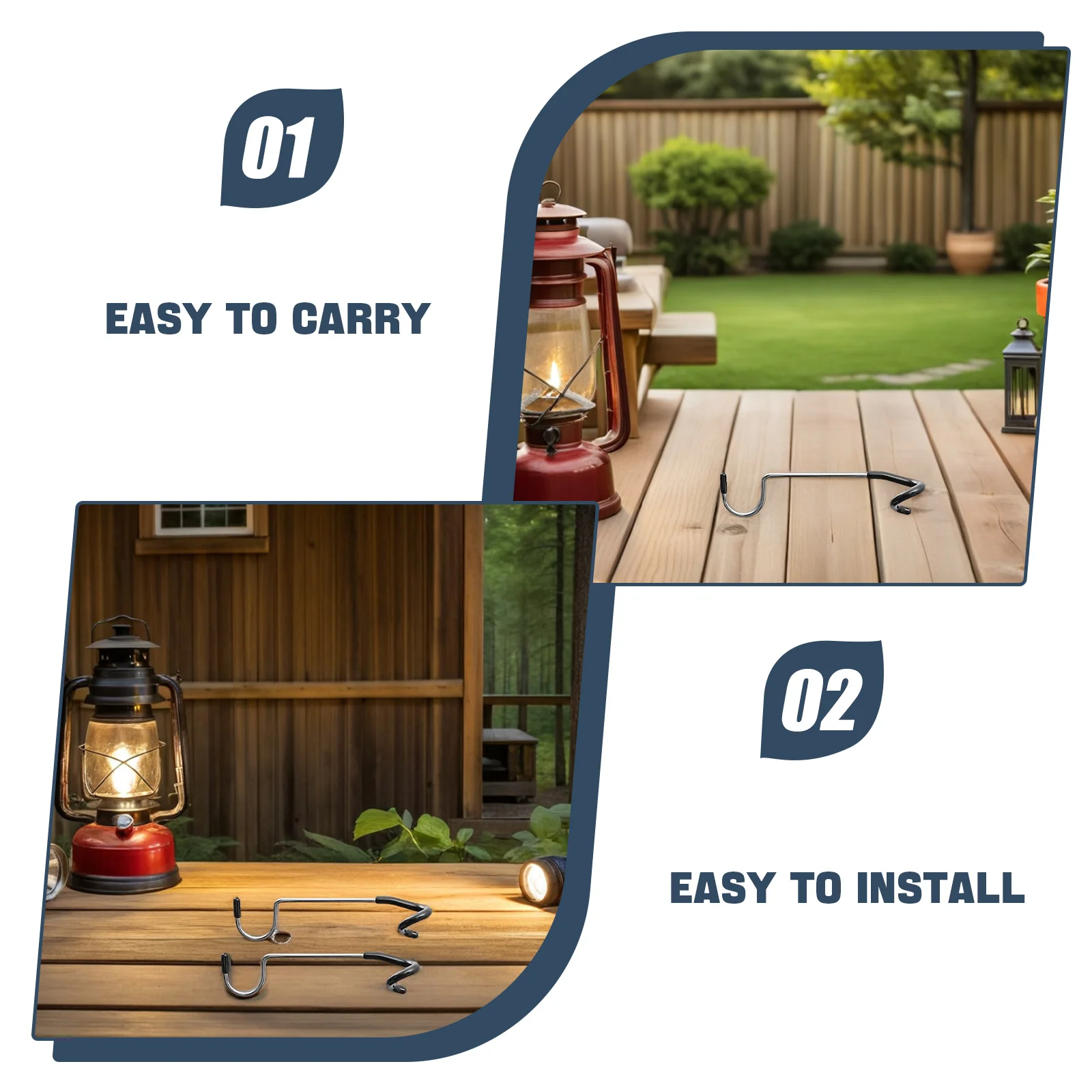 4 قطعة خطافات من الفولاذ المقاوم للصدأ متعددة الاستخدام خطاف عمود إضاءة لفوانيس التخييم والمغامرات الخارجية وتخزين العتاد ودية