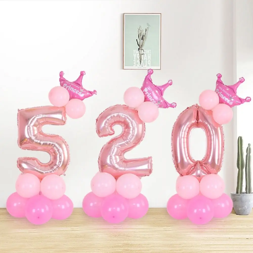 

32in Birthday Party Number Balloon Blue Pink Number Cartoon 0-9 Foil Balloon Aluminum Film Star Print Zoo Theme Decoration