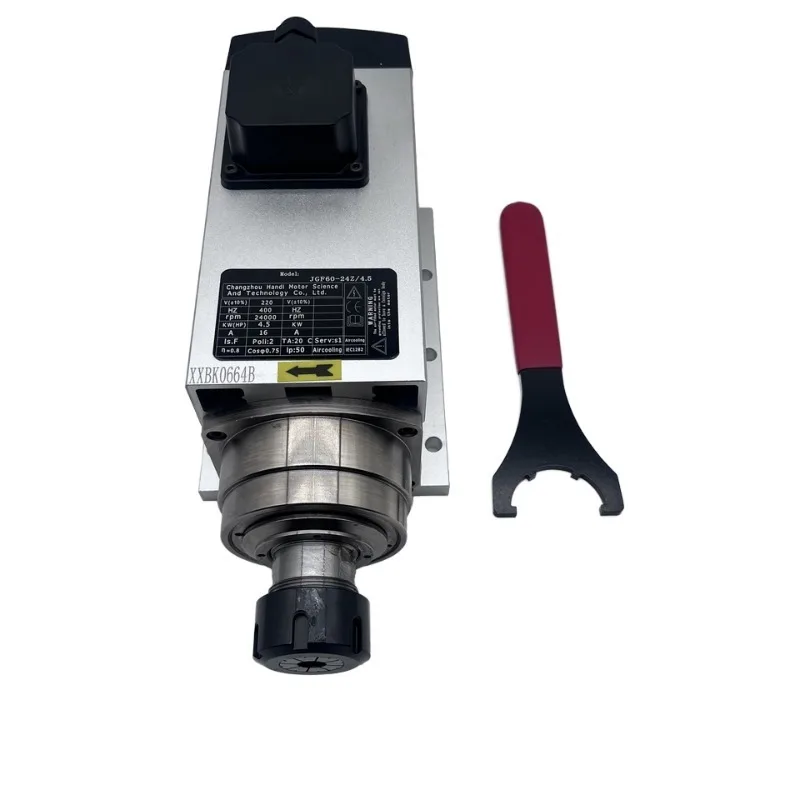 High Speed Brand JGF-60-24Z/4.5KW CNC Spindle Motor ER32 18000RPM/24000RPM 220V/380V Air Cooled Square Flanged Bearing