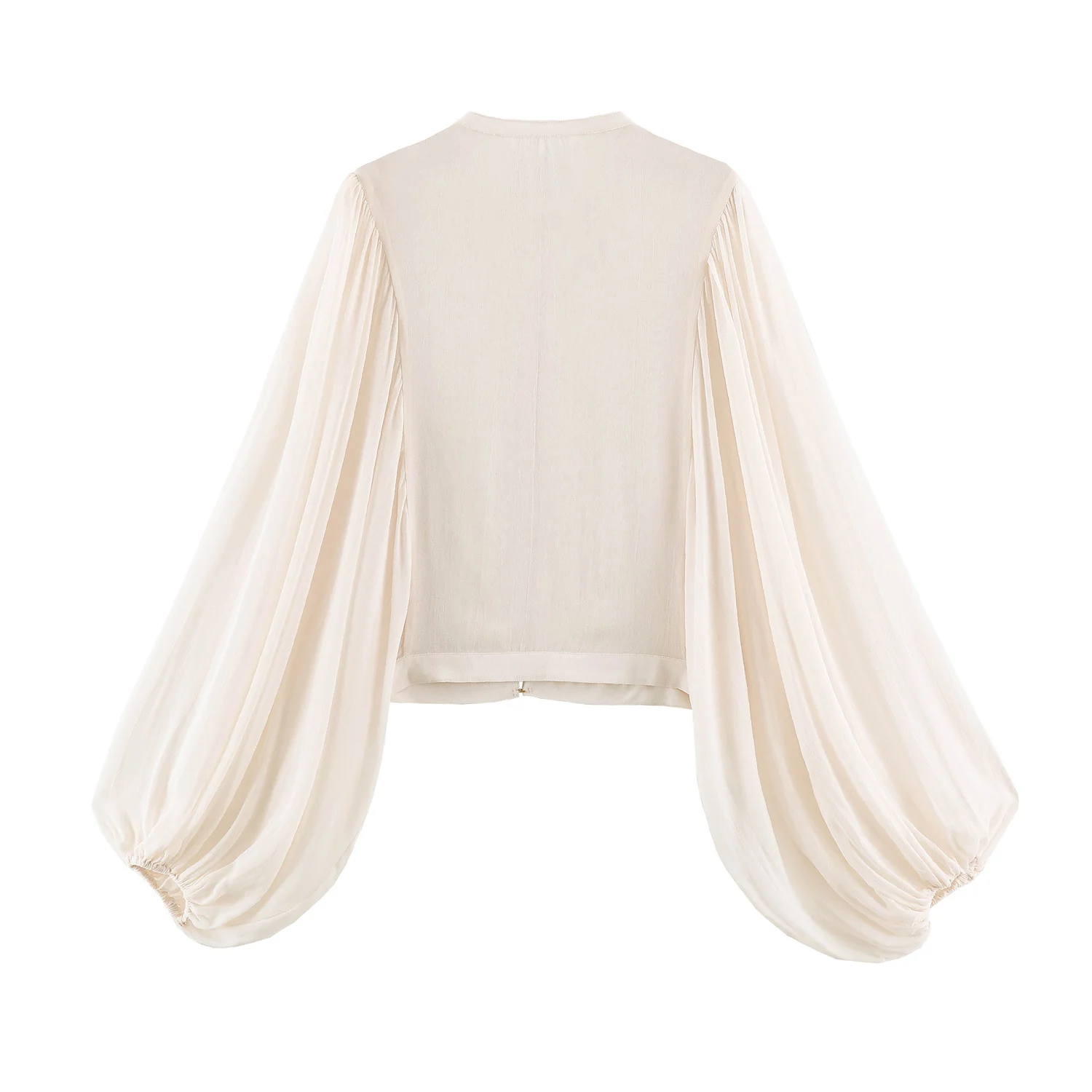 Summer Women's Vintage Decorative Romantic Frog Fastening Shirt Women Lantern Sleeve Round Neck Crop Loose Elegant Tops Brand view 6