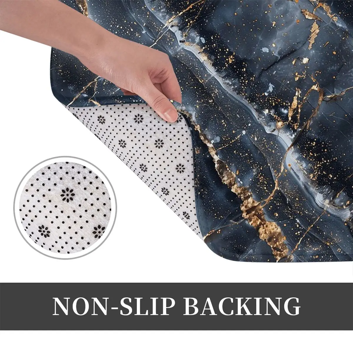 Trendy Grey Marble With Gold Glitter Non-slip Doormat Floor Mat Carpet Rug for Kitchen Entrance Home Living room Footpad Mats