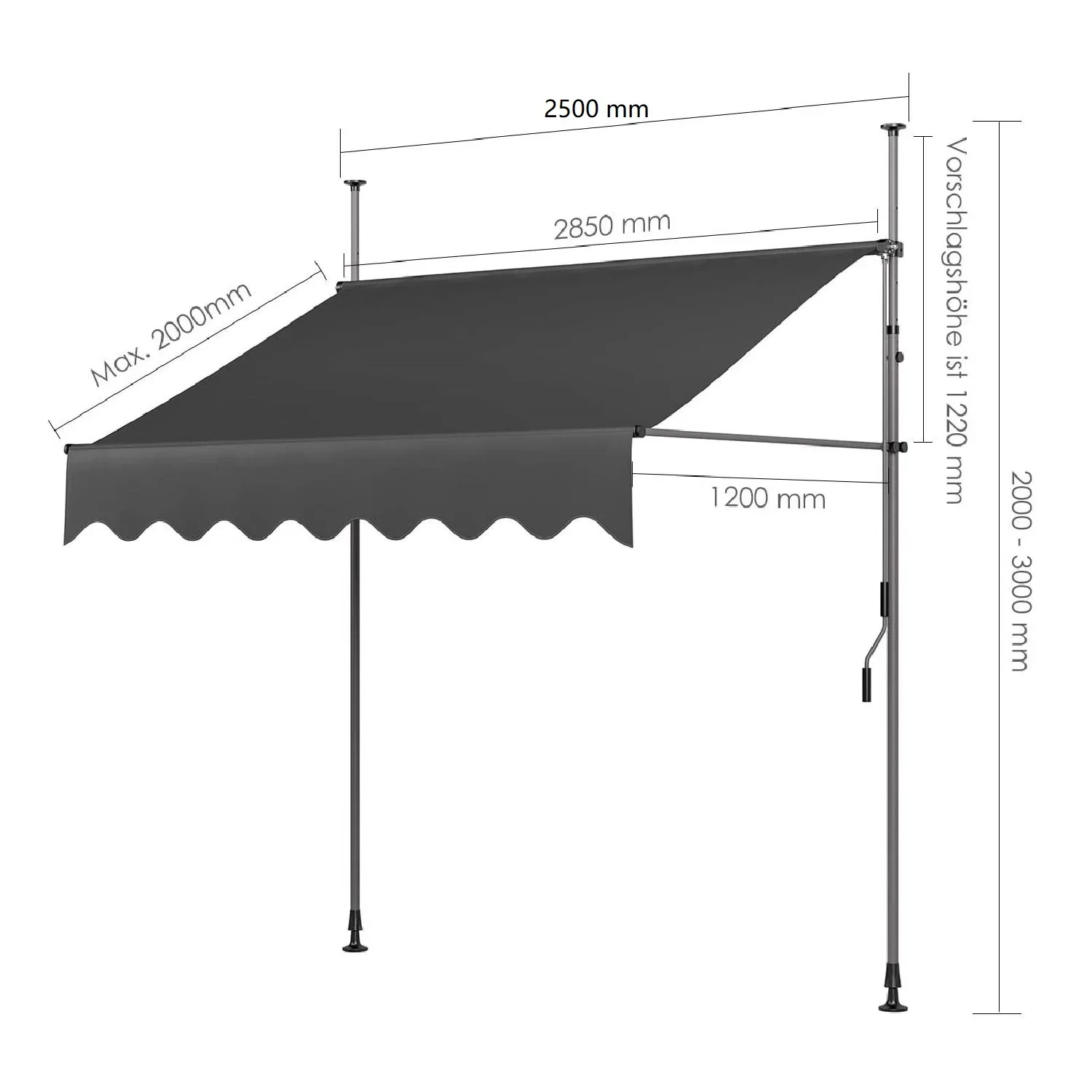 None Retractable Awning Beige 300x200cm 6