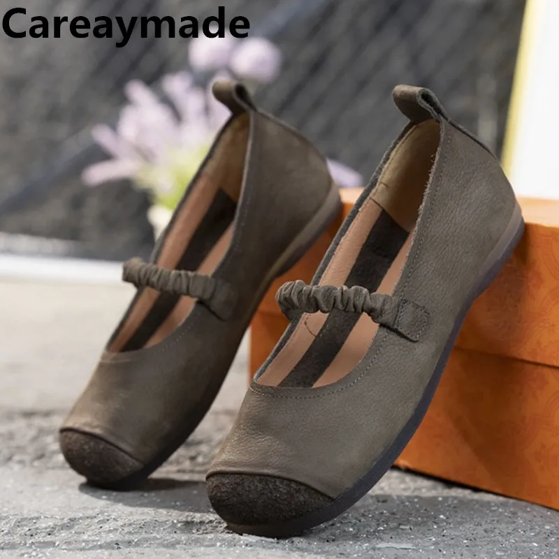 

Careaymade-Genuine Leather women's shoes,cowhide shallow mouth round toe single shoes,breathable soft sole handmade women'shoes