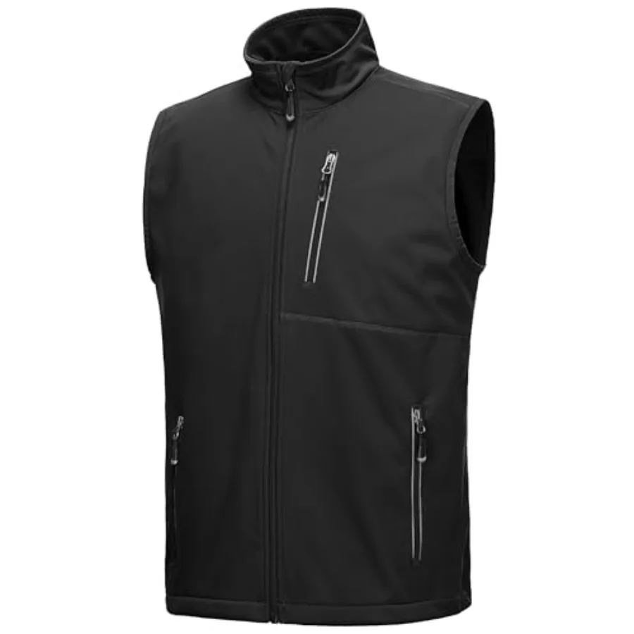 

33000Feet Men's Windproof Lightweight Golf Vest Outerwear with Pockets Softshell Sleeveless Jacket for Running Hiking Sports