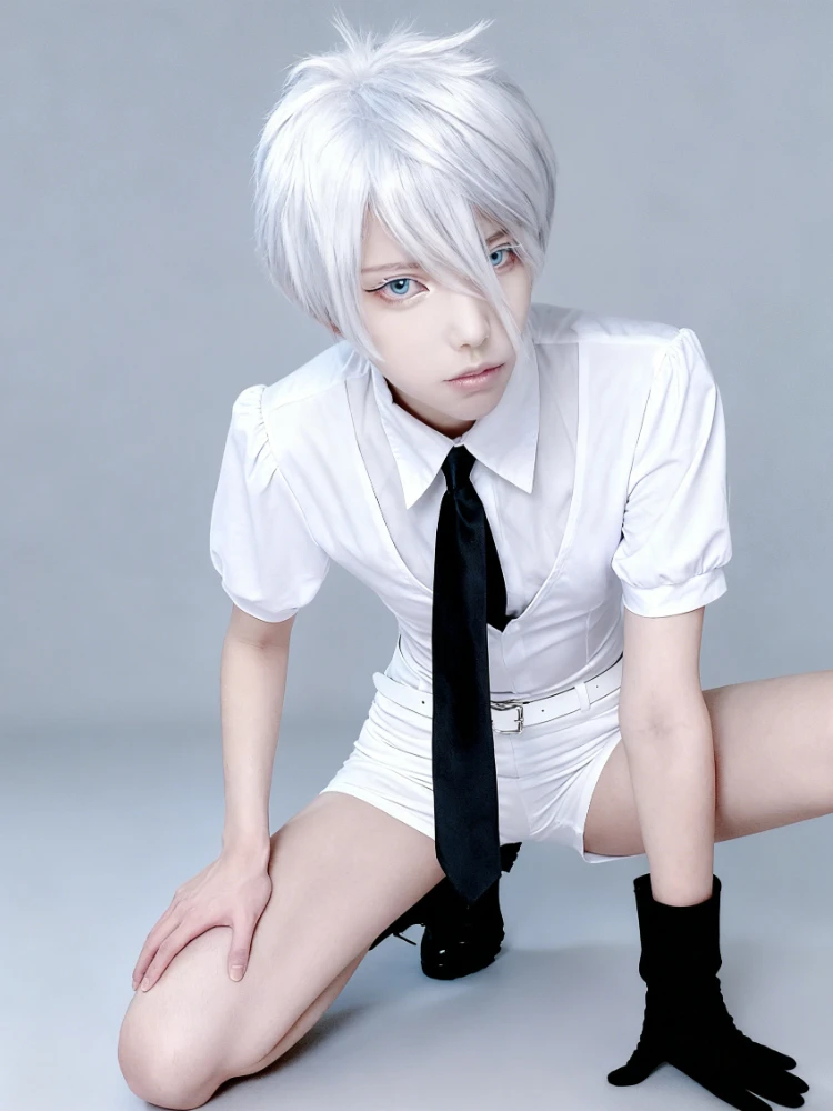 Japanese Anime Land of The Lustrous Diamond Houseki No Bort Kuni Jade Yellow Cosplay Costume Playsuit Outfits Uniforms Suits Wig