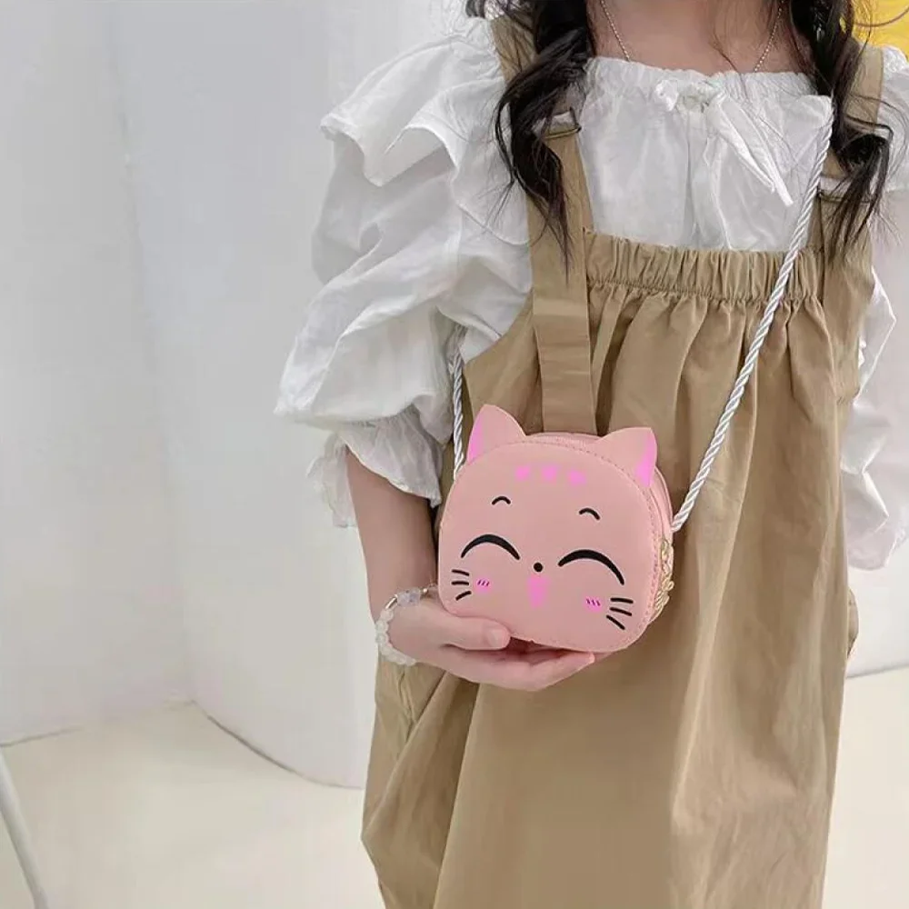 New Cartoon Fashion Children's Bag Cute Cat Leisure Crossbody Kindergarten Baby Coin Purse Cartoon Sweet Small Bag Children Hand