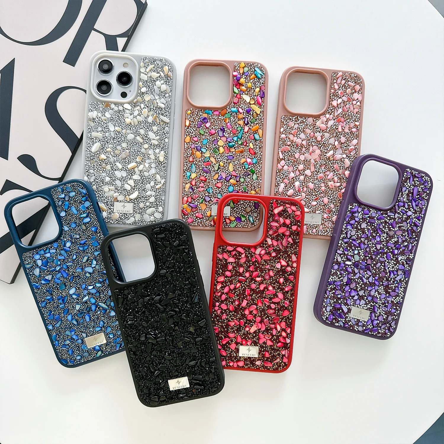 Stone Bling Back Case For iPhone 15 14 13 Pro Max Glitter Diamond luxury Shiny Cover