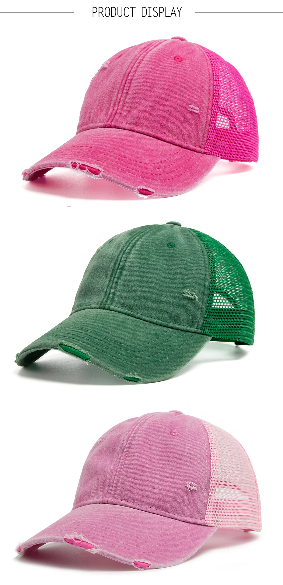 Frauen Trucker Hut Vintage Männer Outdoor Mesh Baseball Cap Sommer Casual Gewaschen Sonnenblende Hip Hop Cap Einstellbar Für Snapback – Detail 4