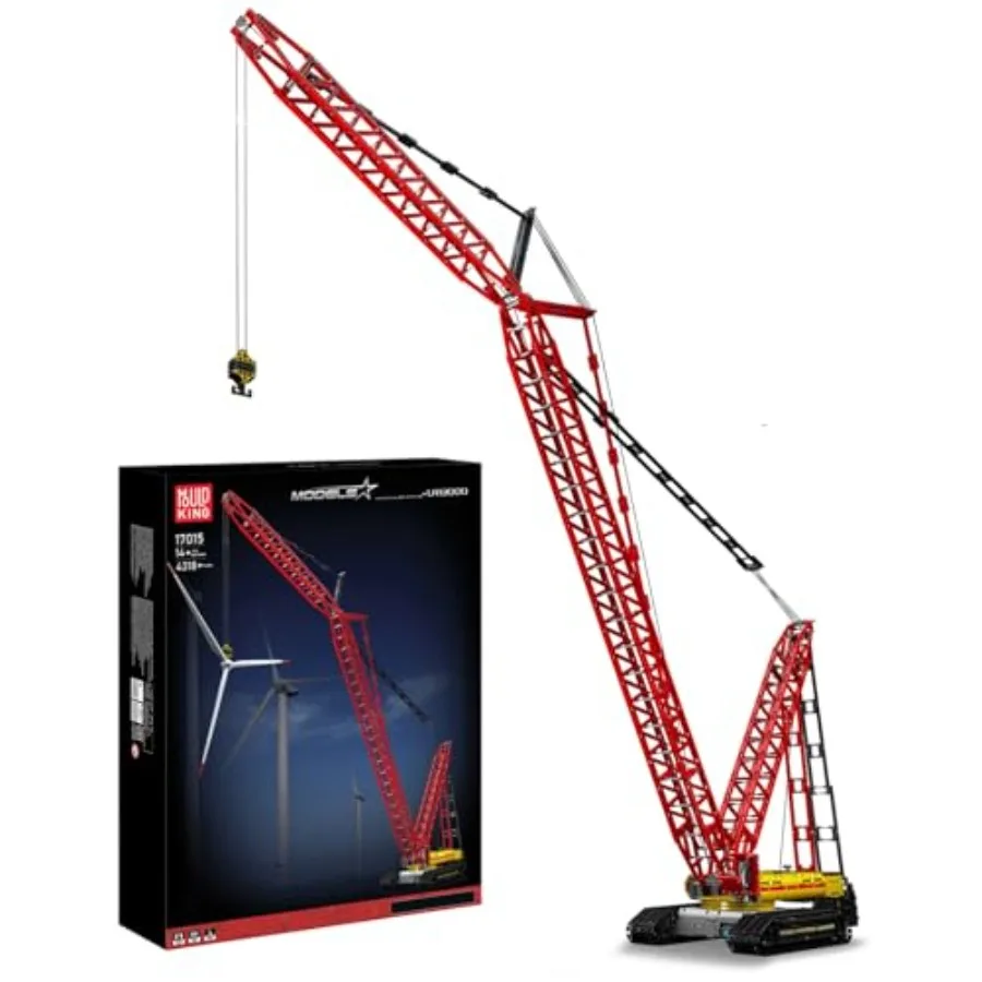 

Engineering building set for adults: heavy duty crawler crane kit with motors, 4318 pcs, gray and yellow, durable ABS plastic
