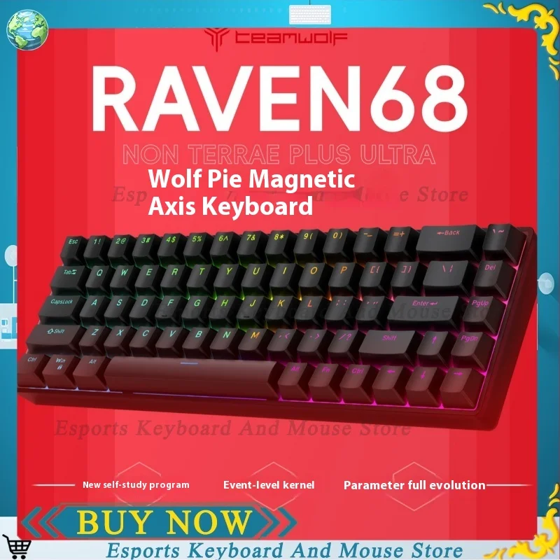 

Teamwolf Raven68 Magnetic Switch Gamer Keyboard Wired 68keys Mechanical Keyboards Quick Trigger Hot Swap Rgb Fps Gaming Keyboard