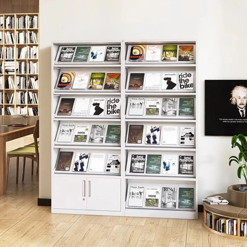 Library Newspaper Newspaper Shelf Iron File Shelf Document Exhibition Magazine Periodical Shelf Bookcase Landing