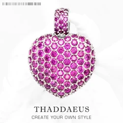 Pendant Red CZ Heart Spring Brand Fashion Romantic Jewelry Europe Style Bijoux Accessories Gift For  Soul Woman