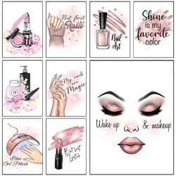 1PC Makeup Eyebrow Eyelashes Nail Lipstick Poster Self-adhesive Art Waterproof Paper Sticker Coffee House Bar Room Wall Decor