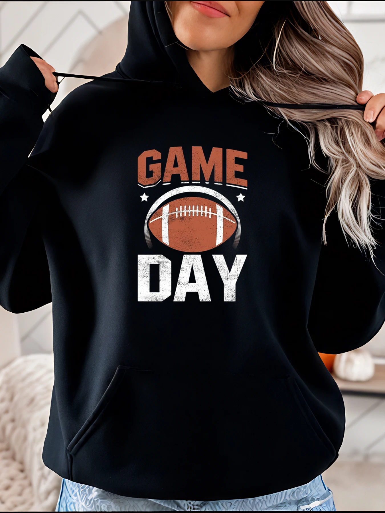 Football Game Day Hoodie Bedrucktes Sweatshirt Damen Casual Sport Wear Herbst Winter Outfit 280
