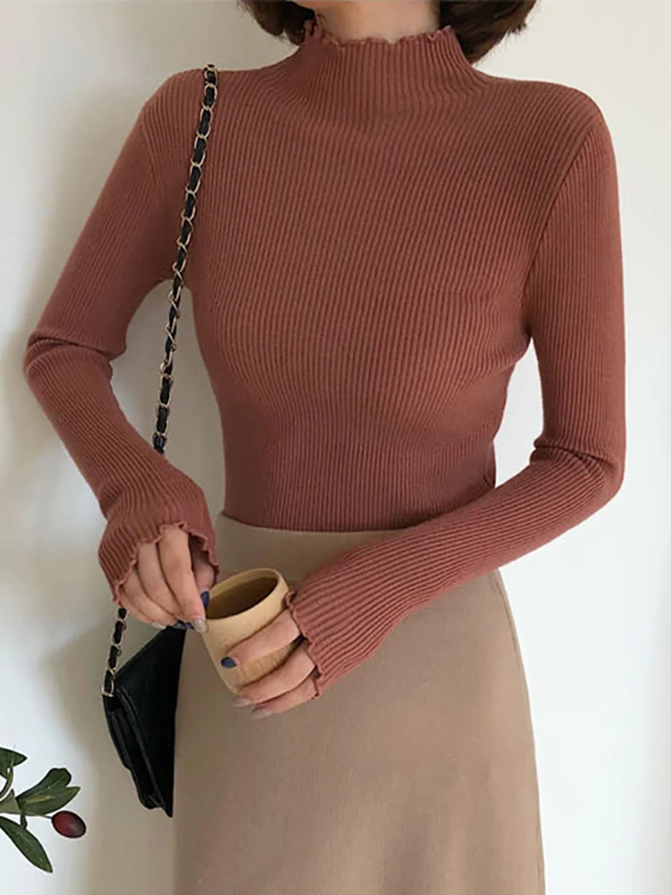 Turtleneck Knitted Female Casual Pullover Women Autumn Winter Tops Korean Sweaters Fashion 2024 Women Sweater Jumper Pull Femme