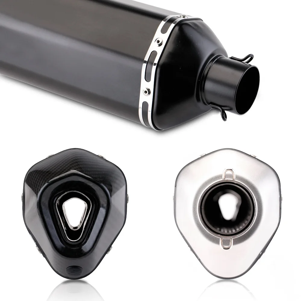 Suitable For Motorcycle Exhaust Pipe Modification MT09 Stainless Steel With Drum Front Section 470MM Carbon Fiber Large Hexago