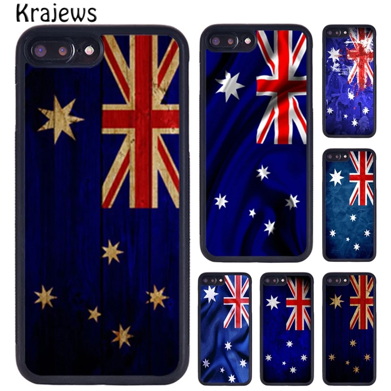 Krajews Australian Flag Rubber Phone Case For iPhone 16 15 14 X XR XS 11 12 mini 13 Pro MAX Plus cover shell coque