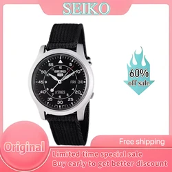 100%Original SEIKO Watch SNK805 Seiko 5 Series Watches for Men Stainless Steel with Green Canvas Watch Strap Luxury Wristwatches