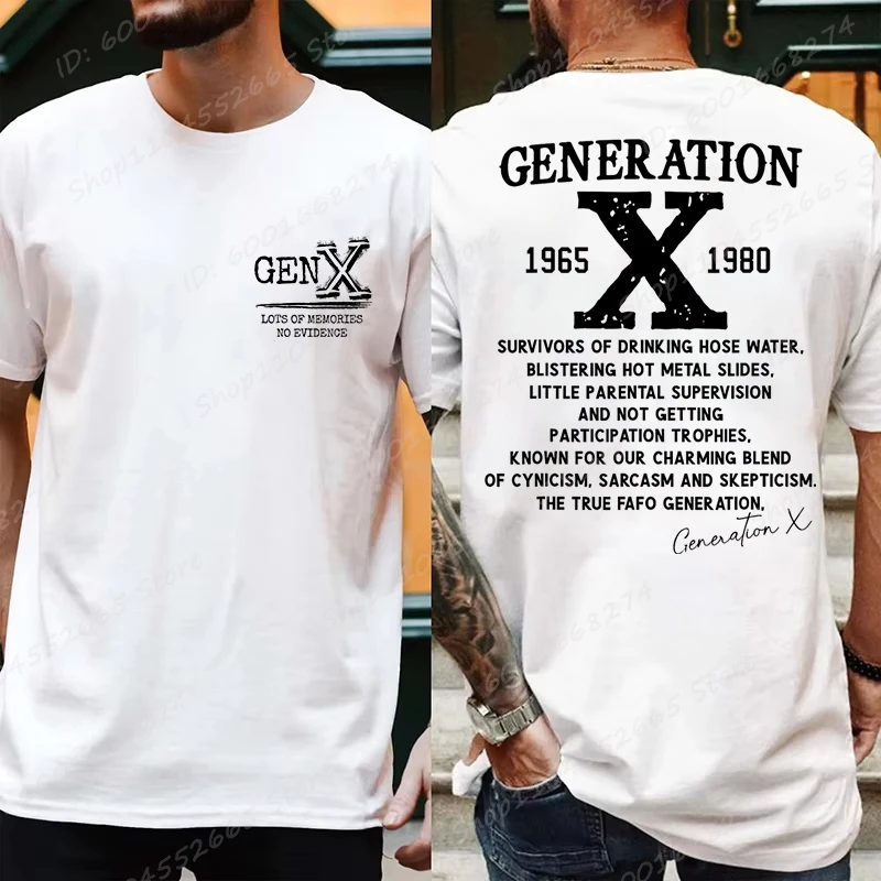 Proud Gen X T-shirts 1965 to 1980 Vintage Generation X T-Shirt Short Sleeve Crew Neck Tees Top Funny Humor Gen X Tshirt For Men
