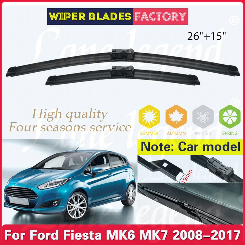 For Ford Fiesta MK6 (MK7 in UK) 2008-2017 2016 2015 2014 Wiper LHD Front Wiper Blades Windshield Windscreen Front Window 26\