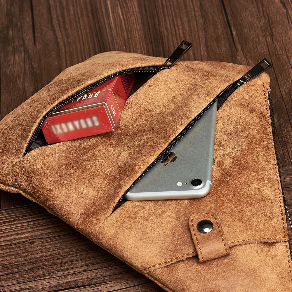 حقيبة كتف رجالية كلاسيكية ذات سعة كبيرة من الجلد الفاخر متعددة الاستخدامات وبسيطة ومتعددة الوظائف وقابلة للتعديل