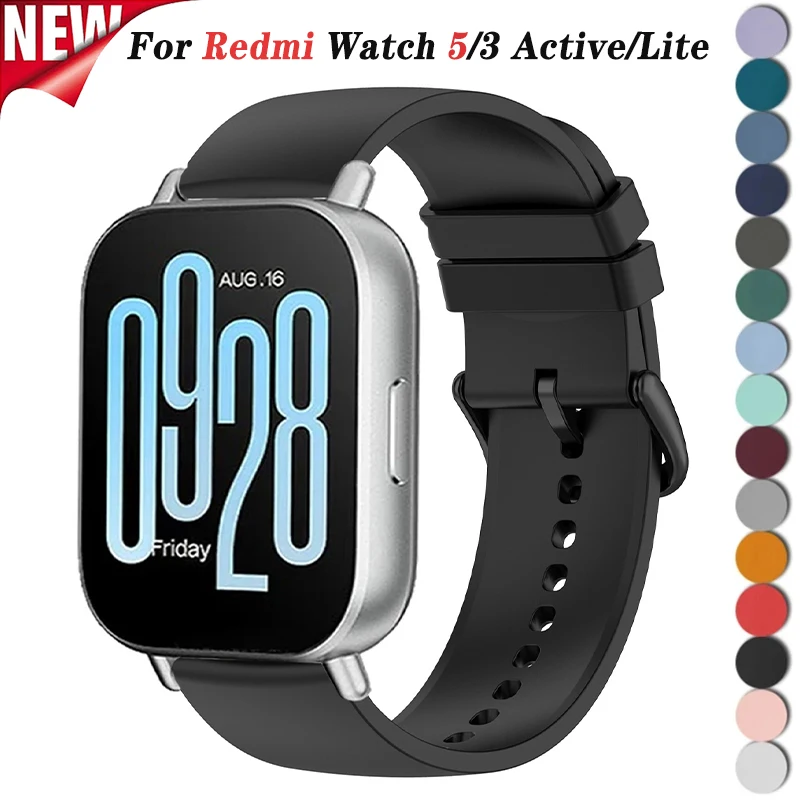 Pulseira de silicone de 22mm para redmi watch 5 active/lite, pulseira esportiva para huawei watch gt6/5 5 4-3pro 46mm, acessórios de pulseira