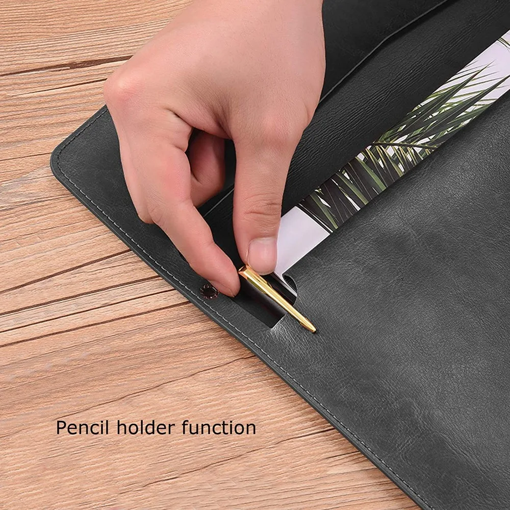 Black File A4 Filing Leather Document Case,Business Holder