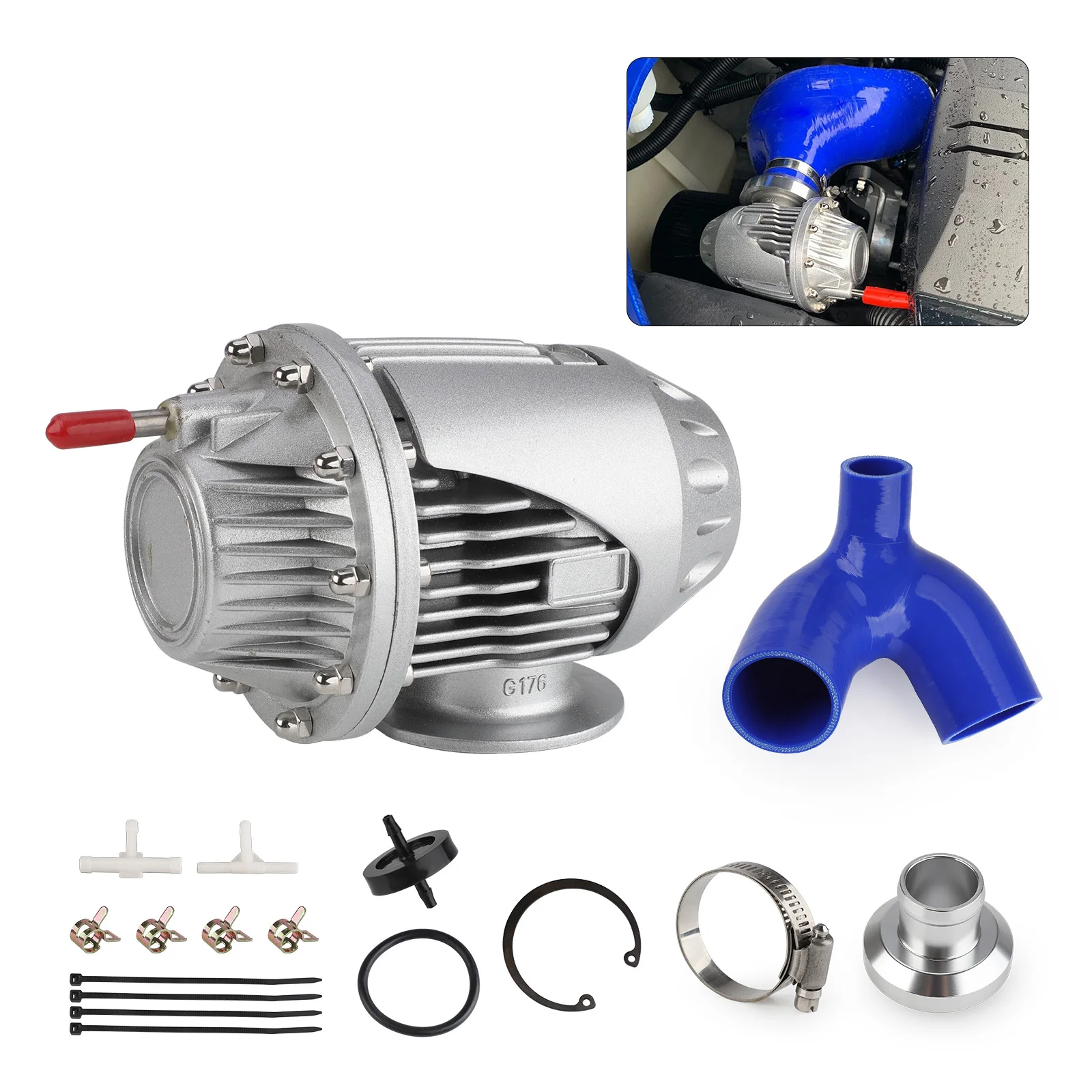 

Универсальный алюминиевый продувочный клапан BOV Turbo JDM для SSQV4 SQV с фланцем-переходником 34 мм и силиконовым шлангом интеркулера