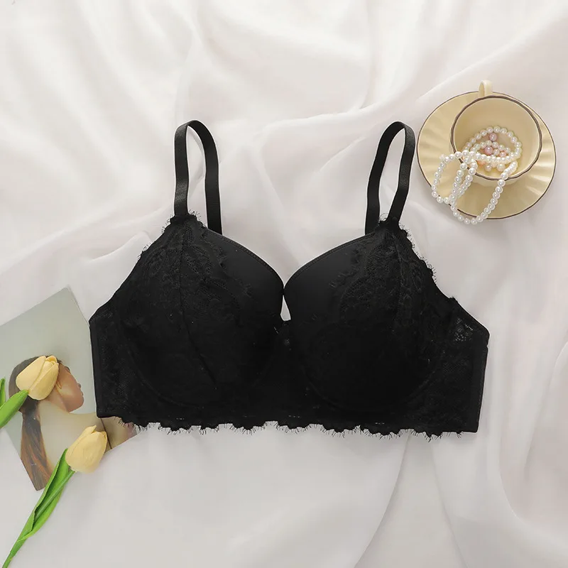 Hot-selling plus size solid color lace push-up women's bra Lenceria thin comfortable and breathable women's underwear