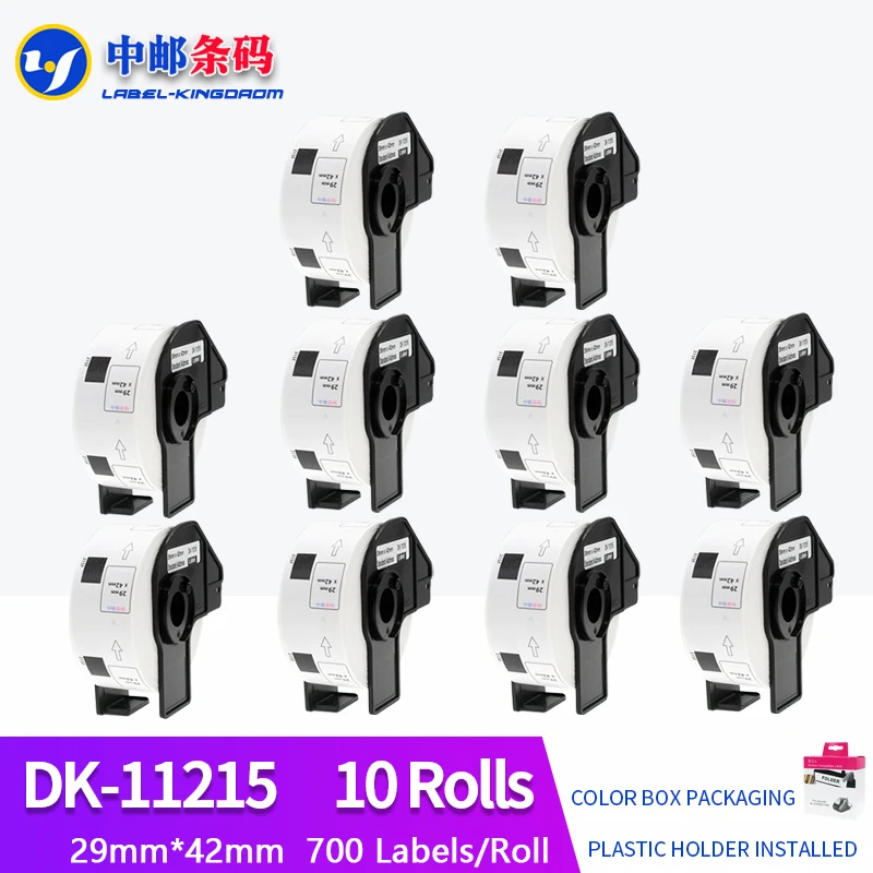 

10 Rolls Compatible DK-11215 Label 29mm*42mm 700Pcs for Brother QL-700/800/810/1100 Thermal Printer All Include Plastic Holder