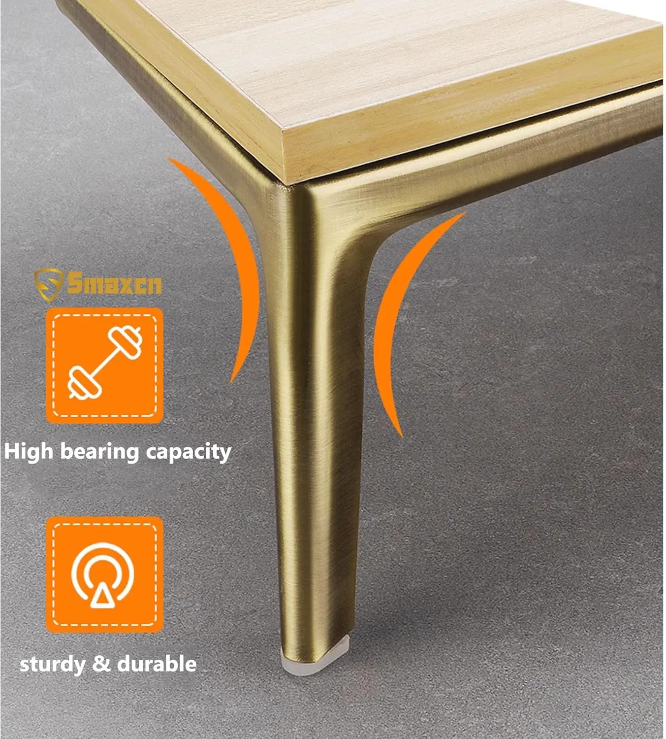 Set di 4 gambe per mobili in metallo color bronzo spazzolato da 4,7 pollici/12 cm, 4 pezzi di ricambio fai-da-te per gambe corte per mobili, gambe per divani,