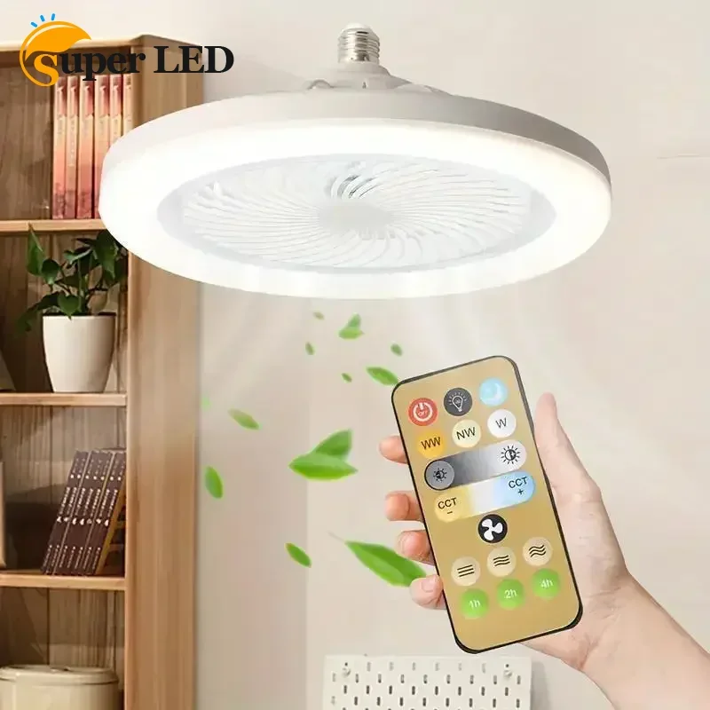 

3 Wind Speeds Tricolor Dimmable Modern Ceiling Fan with LED Light Intelligent Timing Remote for Hotel Bedroom & Living Room