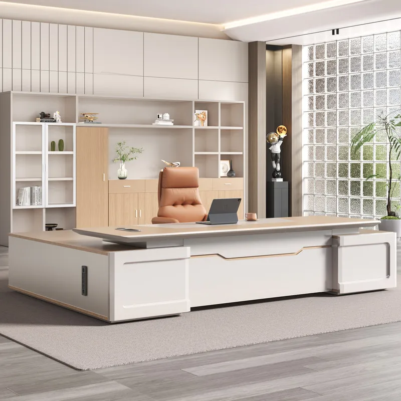 high quality white office desk office manager's interior commercial boss table with storage organizery na biurko furniture