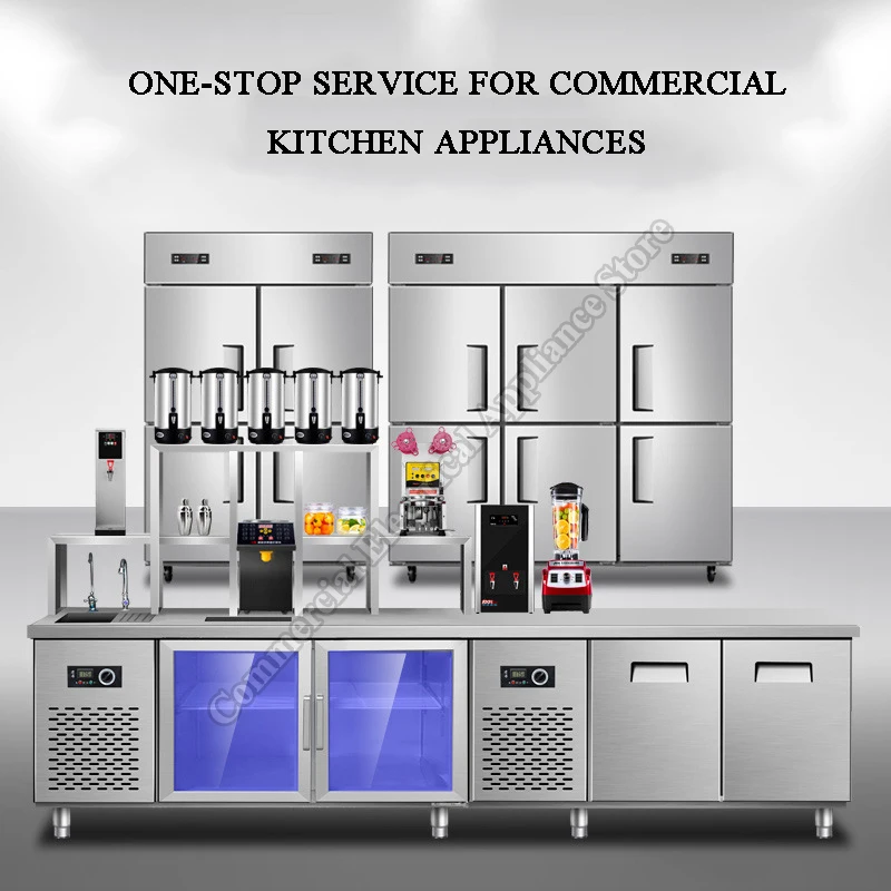 Four-Door Commercial Refrigerator With Dual-Temperature Zones Vertical Design For Kitchen Use Four-Door Freezer