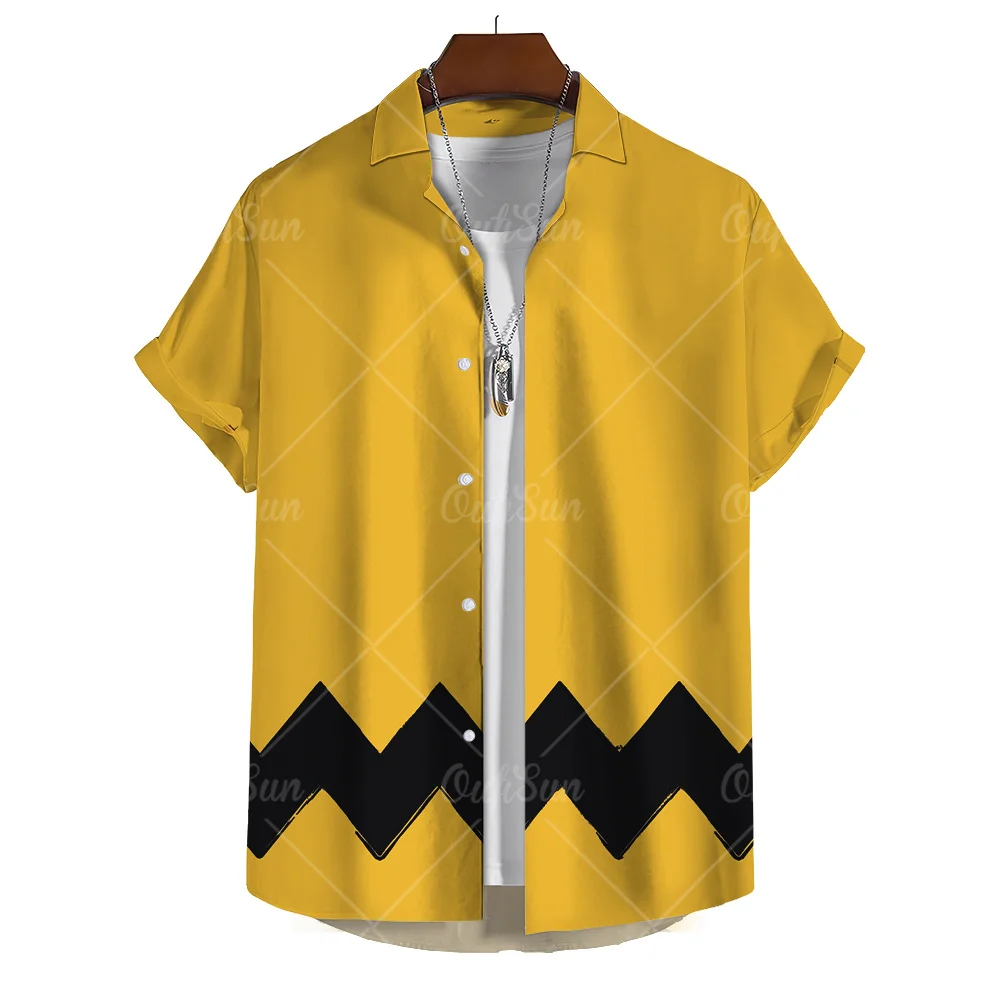 Fashion Yellow Oversized Hawaiian Social Shirt For Men Camisas Casuais Men's Summer Clothing 3d Print Short Sleeves Top Blouse