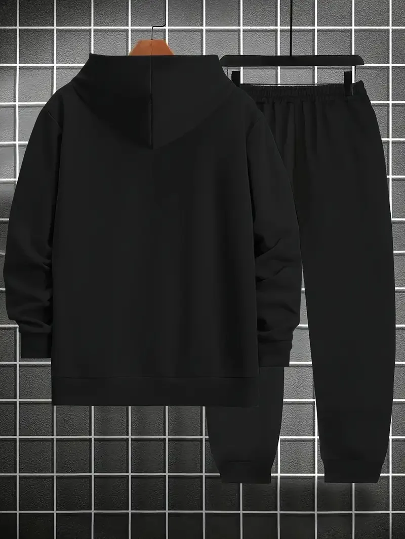The 2025 autumn new 3-print comfortable fashionable and casual men's outdoor sporty sweatshirt and sweatpants set