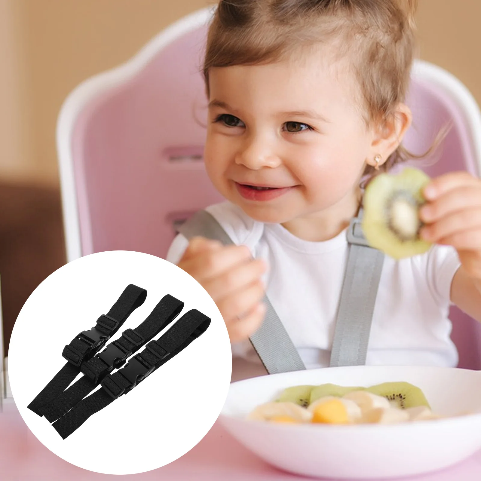 

3pcs Baby High Chair Straps Adjustable Safety Harness Replacement for Toddlers Secure Buckles Portable Use Slip-Resistant