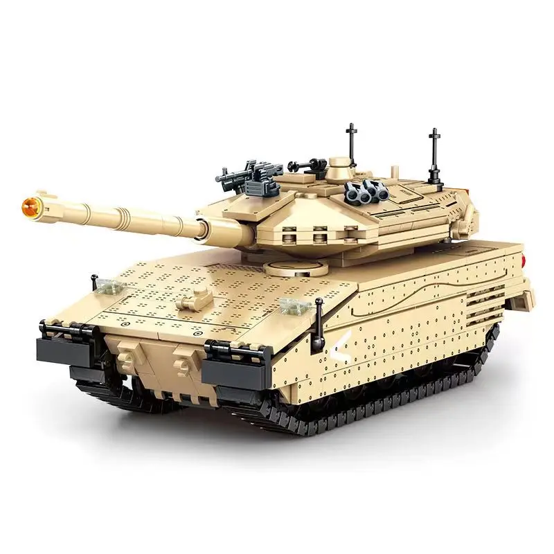 New WW 2 Military 2 Change Merkava 4 Tank Bradley Armored Vehicle Building Blocks Bricks Army Soldier Toy For Kids Boys Gift