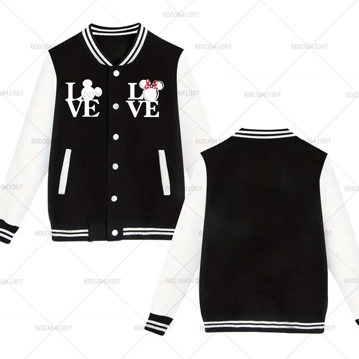 

Пара Disney Минни Микки Маус любовь мужская женская бейсбольная куртка осень-зима классические пальто флисовые уличные толстовки с круглым вырезом