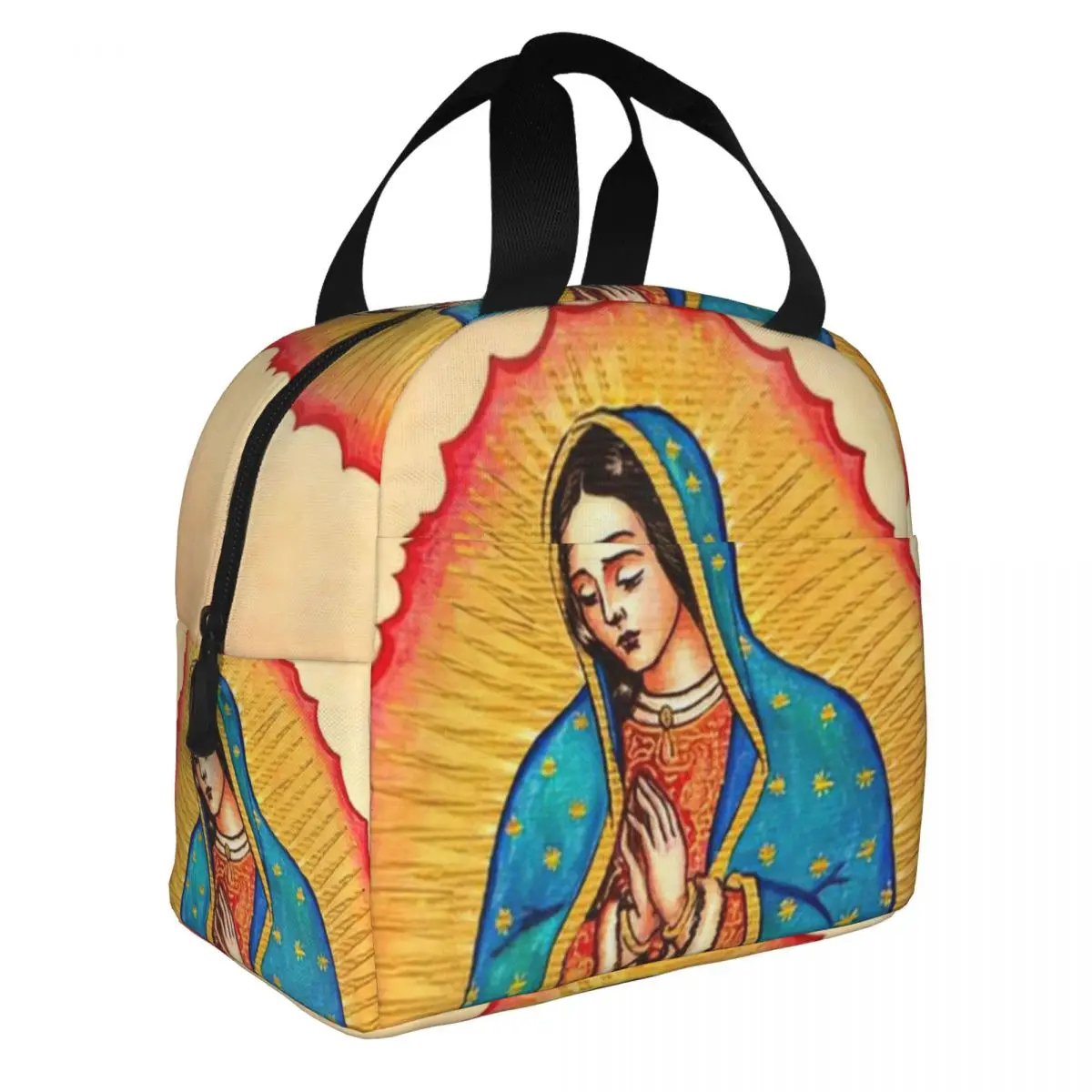 Virgin Mary Lunch Bento Bags Portable Aluminum Foil thickened Thermal Cloth Lunch Bag for Women Men Boy