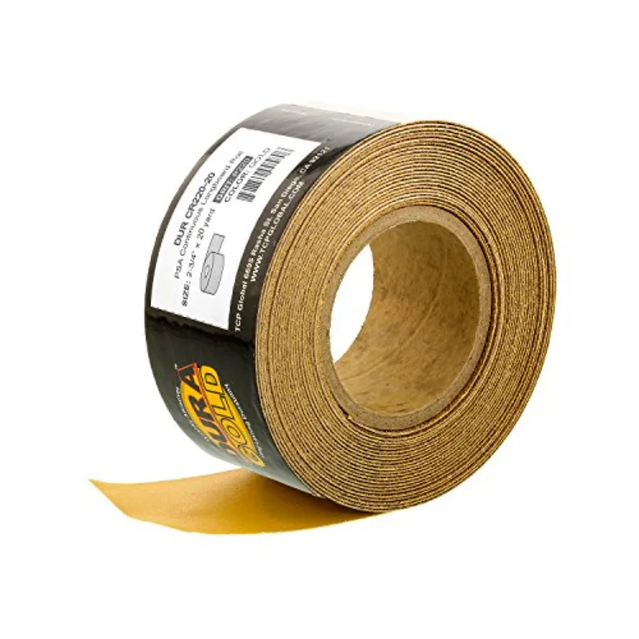 

Premium Gold 220 Grit PSA Longboard Sandpaper 20 Yard Roll 2-3/4" Wide Self Adhesive Stickyback Woodworking and Automotive Sand