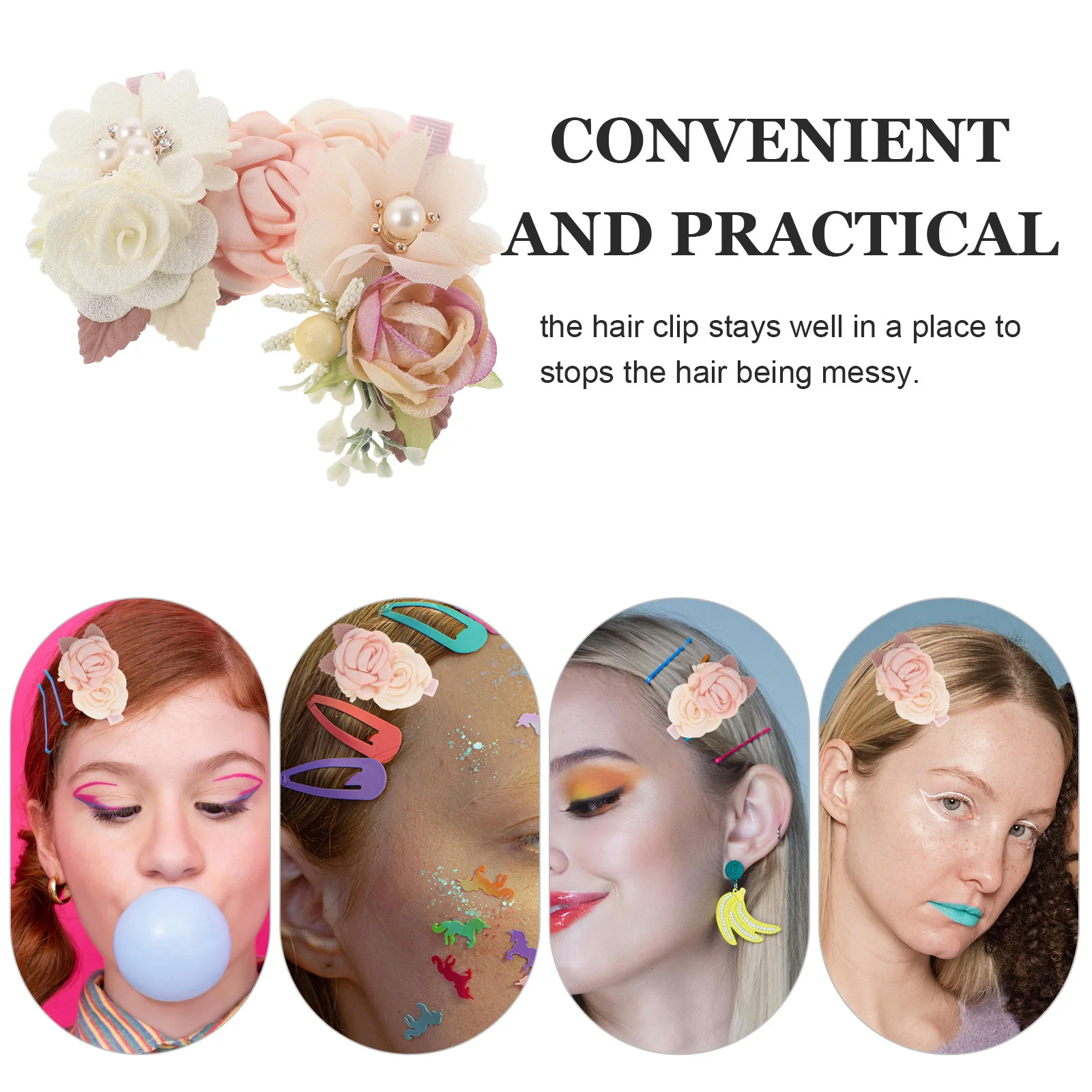 3 قطعة مقاطع شعر زهرية واقعية دبابيس شعر جانبية إكسسوارات شعر الزفاف وصيفة العروس زهرة بنات الأميرة