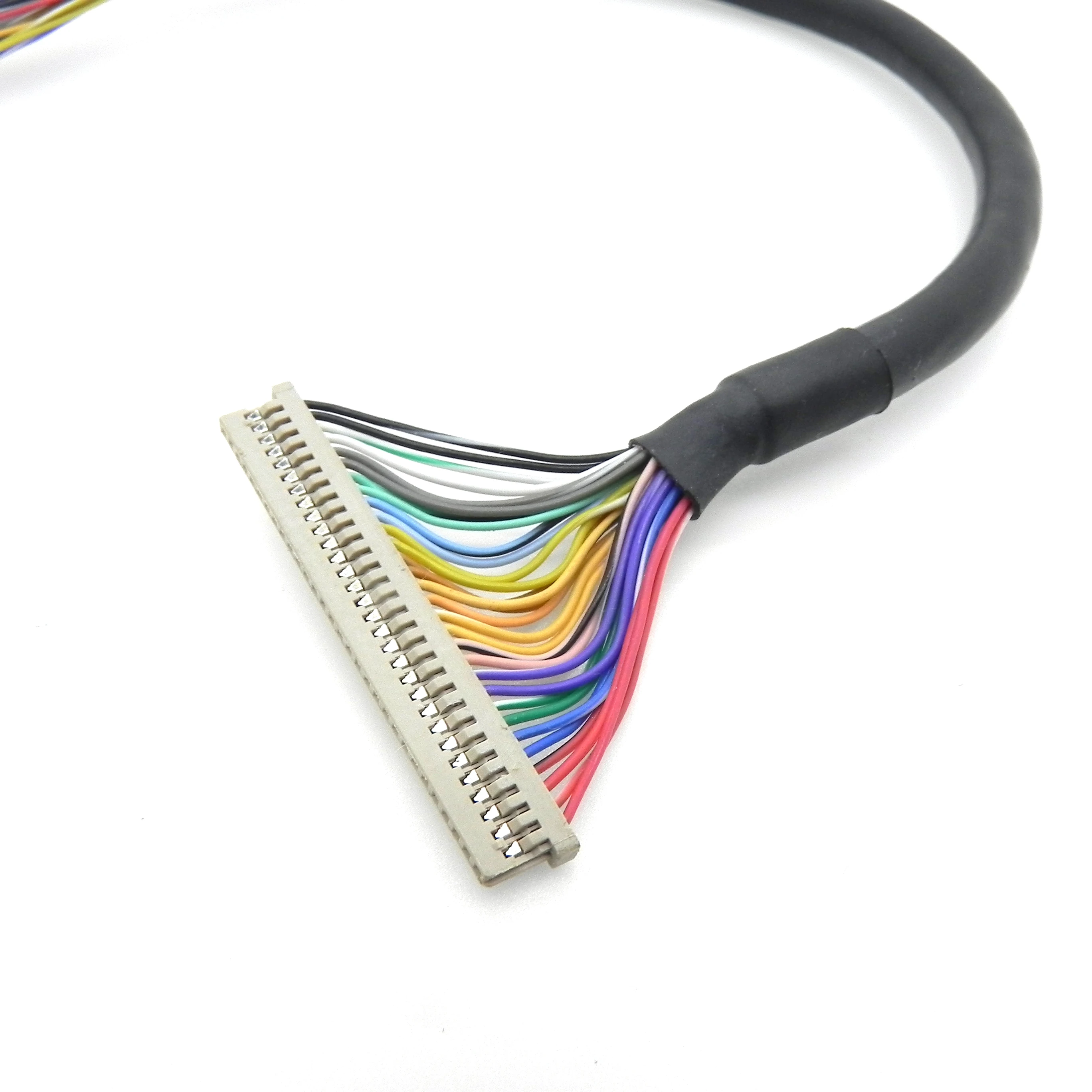 250mm Single End LVDS Cable 1.25mm Pitch 30Pin DF14 to DF13 Terminal Wire Harness for Industrial LCD Display Panel