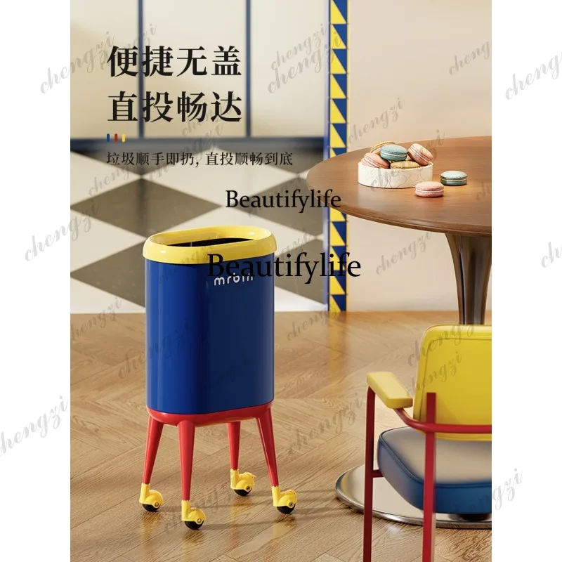 Uncovered dopamine with wheels removable high-footed kitchen trash can living room high-value, no bending